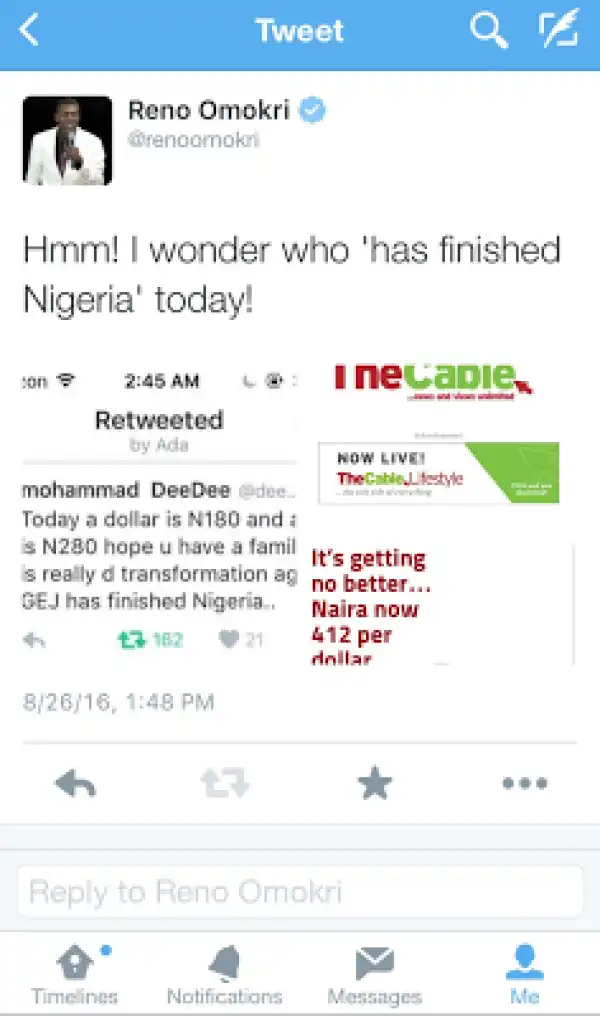 I wonder who has finished Nigeria! - Reno Omokri